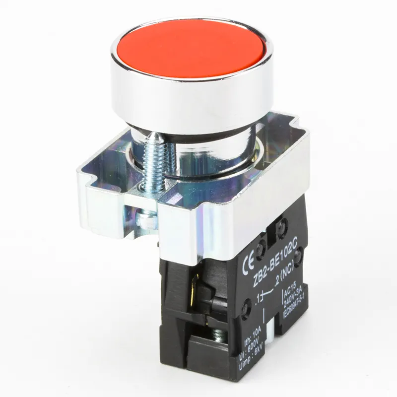 Высококачественный Мгновенный кнопочный переключатель серии XB2, автоматический запуск и остановка питания, круглый плоский переключатель символов с плоской головкой, 22 мм