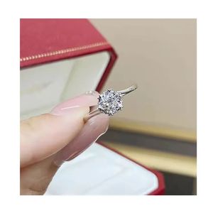 Bague de fiançailles Xinfly en or blanc pur 18 carats de luxe italienne, diamant naturel 0,2 ct, motif flocon de neige torsadé, bagues en diamant exclusives - Product Image 1