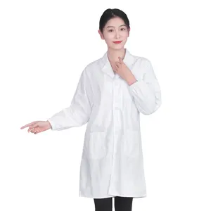 מעיל מעבדה מקצועי לנשים באורך בינוני שרוול ארוך רופא מעיל רפואי למדי בית חולים