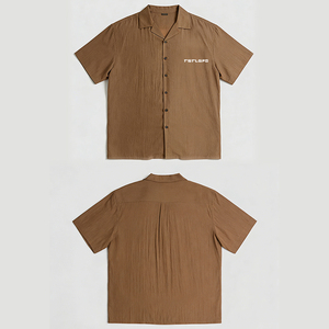 เสื้อเชิ้ตแขนสั้นทรงหลวมสบายๆ สำหรับผู้ชาย คอปกแบบแคมป์ ผ้ามีเท็กซ์เจอร์ ติดกระดุม เสื้อเชิ้ตฤดูร้อน - Product Image 2