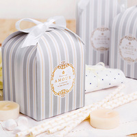 Boîte cadeau en papier recyclable pour chocolats, biscuits, bonbons et friandises de mariage, avec ruban et nœud papillon, pour les fêtes et anniversaires