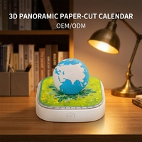 Bloc-notes calendrier 3D personnalisé lavable en papier et bois, motif art terrestre romantique sculpté, cadeau pour enfants