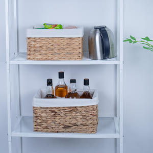 ตะกร้าเก็บของสานมือจากผักตบชวา รูปทรงสี่เหลี่ยมผืนผ้า สำหรับใส่อาหาร ของใช้ในบ้าน ของจิปาถะ งานฝีมือ - Product Image 3