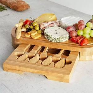 Ensemble de planches à fromage en bois Hangxu avec tiroir, planche à découper ovale, outils à fromage multifonctions pour servir et couper - Product Image 2