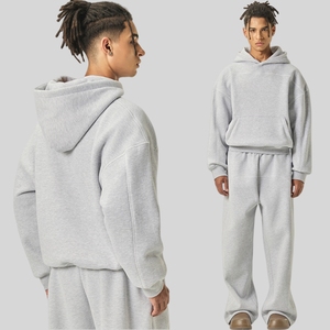 <span class=keywords><strong>Felpa</strong></span> con <span class=keywords><strong>Cappuccio</strong></span> in Pile 350Gsm, Oversize, Taglio Corto, Stile Hip Hop Streetwear, con Cucitura Hasselblad, Grigio Chiaro - Product Image 3