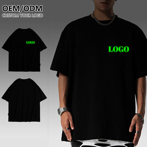 Camisetas Reflectantes con Logotipo Impreso Luminoso Personalizado, 100% Algodón Premium, Brillantes en la Oscuridad, Talla Grande, Ropa para Hombre, Venta al Por Mayor - Product Image 1