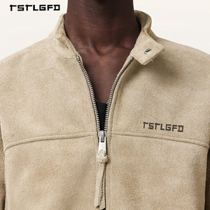 Premium Men's Outerwear Faux Shearling <b>Jacket</b> Beige <b>Fleece</b> <b>Lined</b> Regular Fit Zip-Up Wholesale <b>Jackets</b> - Product Image 3