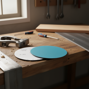 Disques abrasifs à velcro robustes P80 bleus 150 mm pour le polissage du bois et du métal - Product Image 3