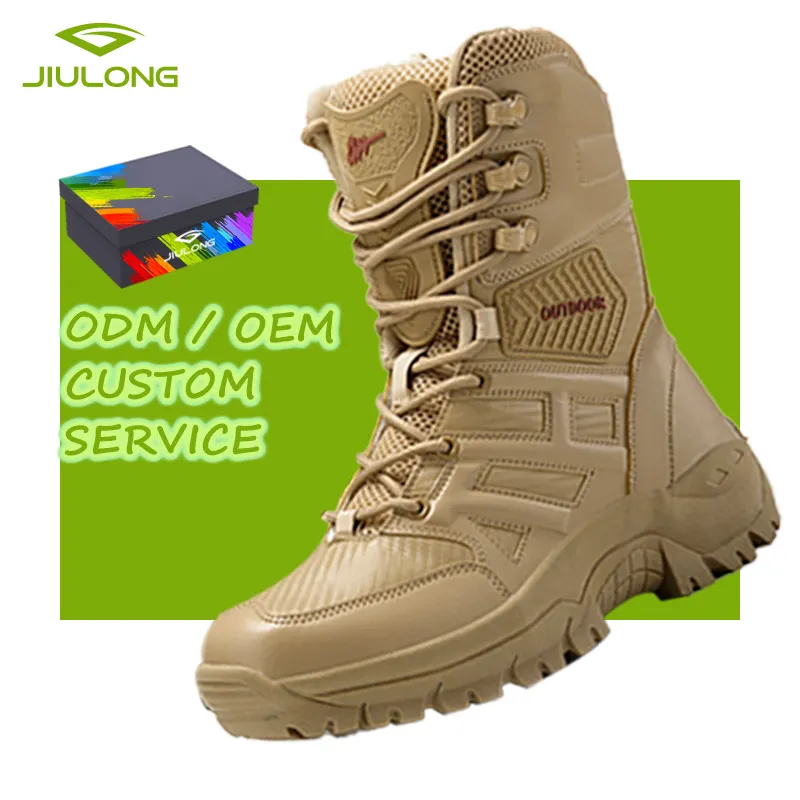 Outdoor Extreme Sports Desert Boots Mid-top Khaki Combat Boots Leather Shoes For Men