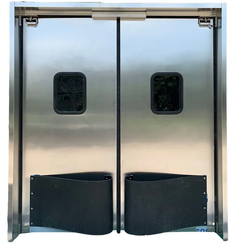 Industrial Restaurant Kitchen In Stock Swinging Vehicle Traffic High Impact Heavy Duty Doors With Bumpers 304 Stainless Steel