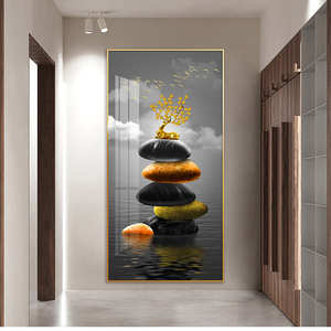 Cerf doré allongé <span class=keywords><strong>sur</strong></span> la roche peinture art mural de luxe pour couloir et décoration murale de la maison photo impression toile et affiches - Product Image 2