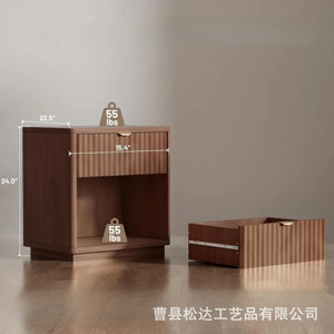 Modern <b>minimalist</b> wooden <b>bedside</b> <b>table</b>, home bedroom storage cabinet, solid wood hotel-grade storage rack - Product Image 2