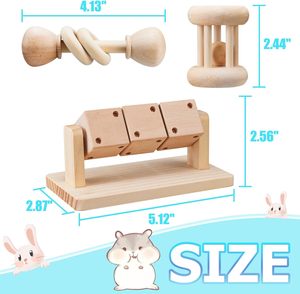3 Juguetes de Madera para Hámsteres, Conejos, Gerbillas, Ratas y Chinchillas, para Jugar y Moler Dientes - Product Image 3