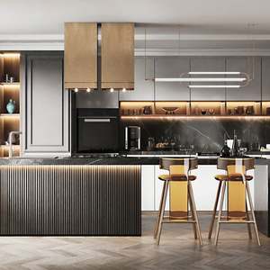 Meuble de cuisine pour petite cuisine, mobilier moderne, haute brillance, en contreplaqué en forme de U, design moderne, contemporain, meuble de cuisine ghanéen - Product Image 4