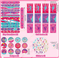Bracelet en silicone, badge, carnet, papeterie, porte-clés, autocollant, jouet, cadeau, bonbons, sacs de friandises, faveurs pour fête d'anniversaire sur le thème de la gymnastique