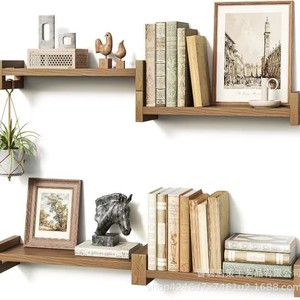 Wooden Wall <b>Shelf</b> Single Layer Rectangle Durable Multipurpose For Living Room <b>Bedroom</b> Storage - Product Image 1