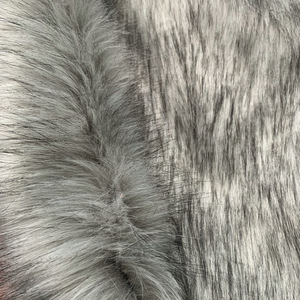 Alta calidad 1500g blanco teñido <span class=keywords><strong>gris</strong></span> Faux Fox Fur <span class=keywords><strong>tela</strong></span> larga de felpa para ropa con respaldo de punto para collares - Product Image 1