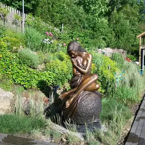 새로운 현대 미술 장식 실전 크고 작은 금속 서 아름다운 소녀 누드 동상 청동 섹시한 여성 조각
