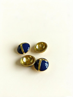 Kancing Jahit Dekoratif Vintage Lapis Resin Epoksi Bentuk Kubah dari Paduan Seng Ramah Lingkungan Deep Blue Gold Line untuk Mantel
