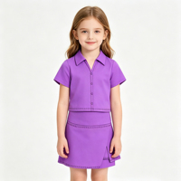 Modieus design meisjes kinder zachte polyester korte mouw effen kleur tweedelig actief sportset voor gym yoga training