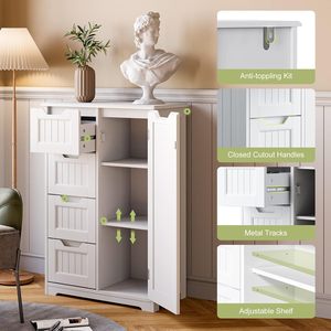 SENYU White <b>Kitchen</b> <b>Pantry</b> <b>Cabinet</b> With Drawers And Shelves Multi Functional Storage Unit Modern Design - Product Image 4