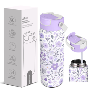 Botella Clásica de Acero Inoxidable con Aislamiento al Vacío y Pajita, Fácil de Transportar y Perfecta para Llevar Contigo. - Product Image 3