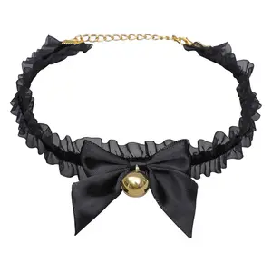 Hand-made accessories Fox ears Headband Lace bow bell collar set