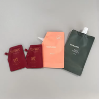 Sachets à bec verseur 50ml 100ml, sachets de recharge cosmétiques pour savon liquide, sachets à bec verseur mats à fond plat