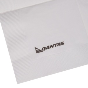 Serviettes en papier jetables douces Qantas Virgin Wood Pulp, 2 plis, 4 volets, imprimées, blanches, pour cocktails - Product Image 3