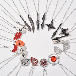 Anime japonês Kakashi Sasuke Cosplay Colar Akatsuki Red Cloud Shuriken Pingente Colar