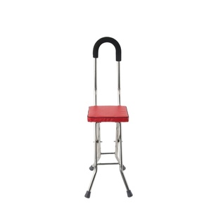 Chaise-tabouret pliable à quatre pieds en acier inoxydable pour personnes âgées, avec béquilles intégrées, vente en gros du fabricant - Product Image 1