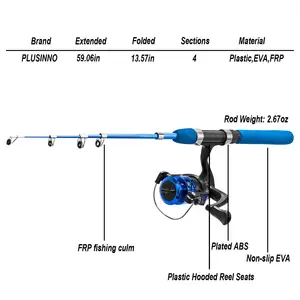 Profissional Grade Fábrica Diretamente Venda Portátil Telescópica Vara De Pesca e Reel Combo Full Kit Set Engrenagem De Pesca para Crianças