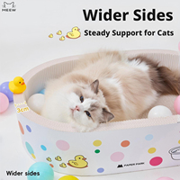 Bac à gratter multifonction ovale surdimensionné pour chat, design mignon, intérieur spacieux de 61 cm, côtés épaissis de 3 cm, imprimé herbe de canard, pour chats