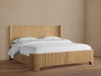 Modernes Luxus-Massivholzbettgestell Designer Geriffeltes Plattformbett für Schlafzimmer-Sets Luxus-Hotel-Villa-Möbelstück