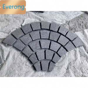 شكل مروحة متشابكة G684 من حجر البازلت الأسود مرصع بالحصى على شبكة لأرضيات مسار الحديقة - Product Image 3