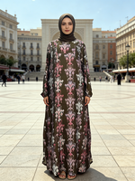 Robe Abaya ethnique à manches longues et col carré en rayonne, motif floral respirant, longueur cheville, coupe ample, pour le quotidien, collection Printemps-Été, ODM
