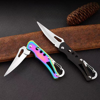 Couteau pliant en acier inoxydable à prix réduit, avec poignée porte-clés, couteau de poche EDC pour la randonnée et le camping, disponible en plusieurs couleurs