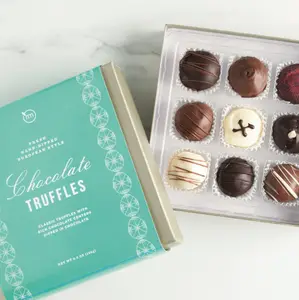 Lüks boş çikolata truffle bonbon hediye karton kutu PVC blister tepsi ile fantezi tatlı kutusu özel pembe çikolata ambalaj kutuları