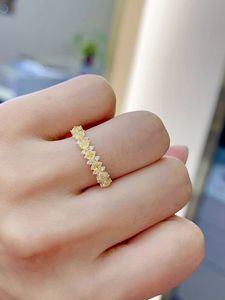 แหวนทองคำแท้ 18k Xinfly แหวนแต่งงานผู้หญิง แหวนหมั้น เพชรขาว เพชรเหลือง เครื่องประดับทองคำคลาสสิก ของขวัญสำหรับงานปาร์ตี้ - Product Image 5