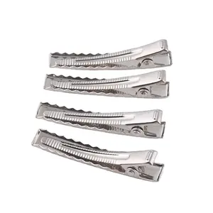 Gran oferta, pinza de pelo rectangular de cocodrilo plana de metal de 47mm para accesorios para el cabello