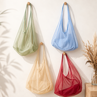 Sac en organza personnalisé en gros, réutilisable, grande capacité, pour les courses et le quotidien