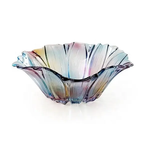 Customer made Color Sun Flower Shaped Salad Fruit Candy Glass Bowl Dish glass fruit bowl