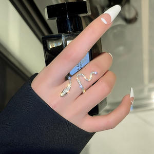 Anillo de Plata de Ley S925 con Incrustaciones de Circonita en Forma de Serpiente, Diseño Único, Moderno y de Lujo Ligero para el Dedo Índice - Product Image 1