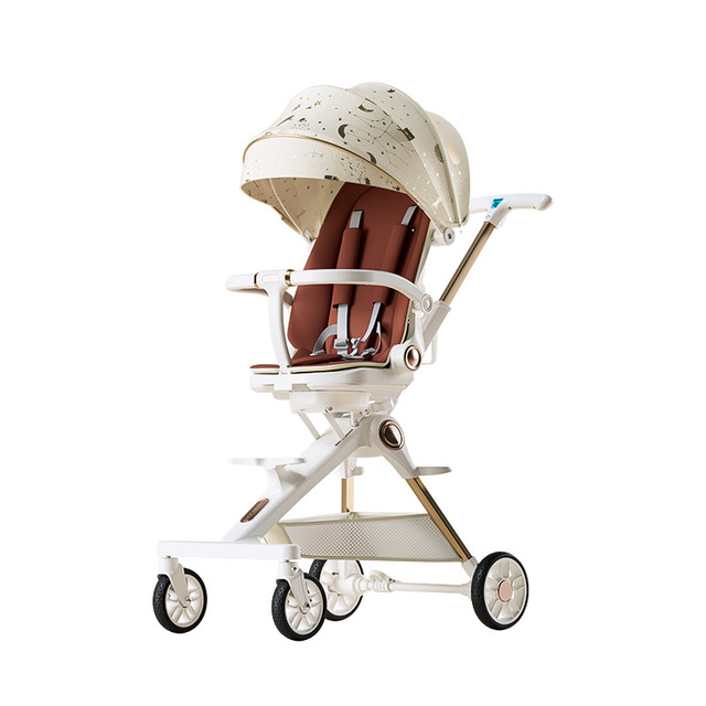 High Quality Portable 2-in-1 Baby Stroller Lightweight Foldable with 4 Alloy Wheels High Landscape Design Five-Point Safety Belt