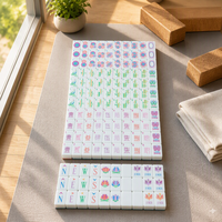 Tuiles de Mahjong Américain en Acrylique Jaune pour 4/6 Joueurs, Ensemble Haut de Gamme avec Sac de Rangement en Cristal, Origine Anhui, Cadeau Idéal pour les Jeux d'Échecs