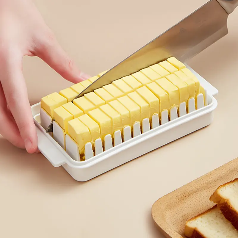 Recipiente multifuncional para cortar manteiga, recipiente de armazenamento para cortar manteiga e queijo com tampa e cubo de manteiga congelada