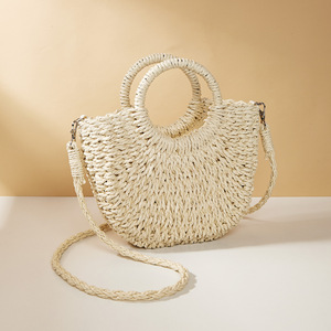 Venta al por mayor redondo Crossbody mango anillo bolsa señoras mensaje bolsas Mini <span class=keywords><strong>Toto</strong></span> Retro tejido a mano paja bolsa de playa para las mujeres - Product Image 5