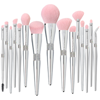 Daily Queen & Mor-phe 15 pièces Pinceaux de maquillage en poudre Nano Hair Silver Diamond Handle, Qualité supérieure et sensation luxueuse, Logo personnalisé