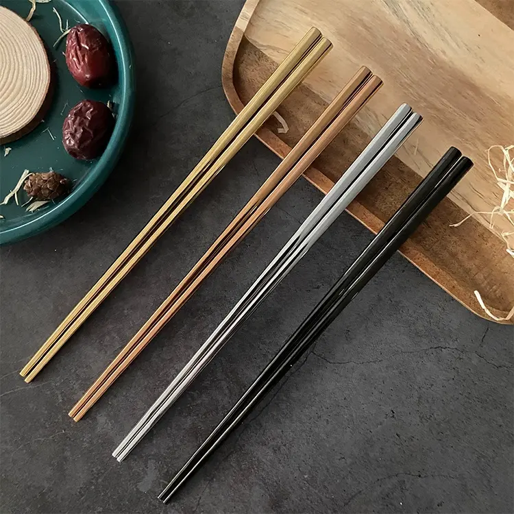 Korean custom logo color chopsticks stainless steel 304 (18/10) for gift
