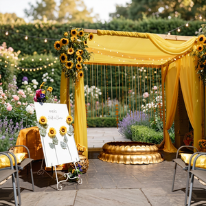 Golden Lotus Haldi Bowl Wedding Decoration Artificial Vintage Modern Design Eco-friendly Urli for Ceremony - Product Image 4